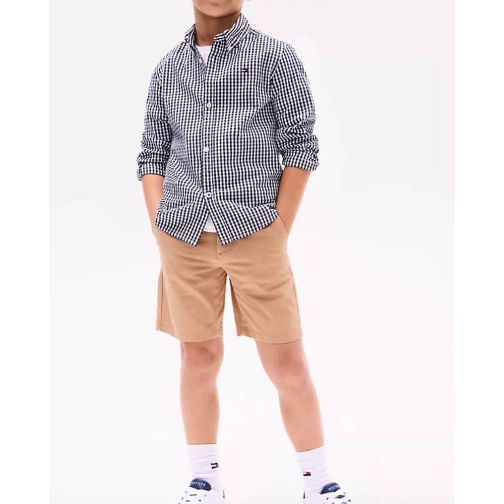 Tommy Hilfiger Big Boys' Long Slv Baxter Shirt,Blue Check Size M (12 -14), NWOT